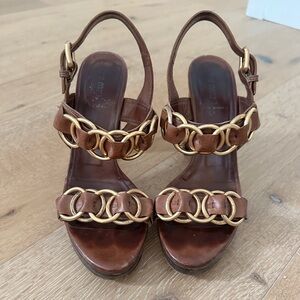 Miu Miu leather and brass high heels 39